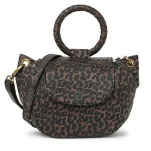 New Frye‎ Maddie Leopard Print O-ring Brown Leather Cross Body Bag